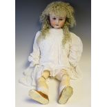 A Heubach Köppelsdorf bisque head doll, impressed '250-11', with blonde wig, card pate, sleeping