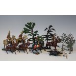 A collection of Britains and other lead military figures, cavalry, trees, two Elastolin Life