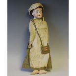 An Armand Marseille bisque head doll, impressed '390n A3/0M', with brown wig, sleeping blue eyes,