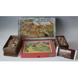 A Victory farmyard wood jigsaw puzzle No. 2, boxed, a Victory jungle jigsaw puzzle, boxed, and two