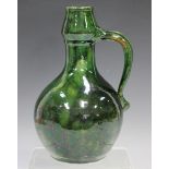An Edwin Beer Fishley Fremington pottery flagon, second half 19th century, with loop handle, covered