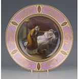 A 'Vienna' porcelain cabinet plate, late 19th century, painted with a titled scene of 'Penelope