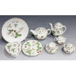 A Wedgwood Wild Strawberry pattern miniature part service, comprising coffee pot and cover, teapot