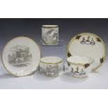 A Spode bat printed trio, circa 1810, comprising Bute shaped teacup, coffee can and saucer, each