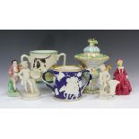 A group of English pottery and porcelain, 19th and 20th century, including a Coalbrookdale