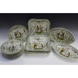 A Dione & Baudry Paris porcelain part dessert service, late 19th century, decorated with exotic