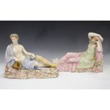 A pair of Royal Worcester porcelain figures of Bacchus and Ariadne, late 19th century, each modelled