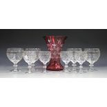 A small group of glassware, 20th century, including a Webb Corbett part suite of glasses, comprising