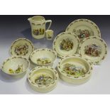 A small group of Royal Doulton Bunnykins tablewares, including four bowls, three plates, a saucer, a