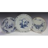 An English Delft plate, probably London, mid-18th century, painted in blue chinoiserie style with