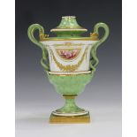 A Royal Worcester two-handled vase and cover, circa 1901, the urn shaped body painted with a small