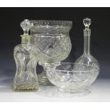 A large mixed group of glassware, late 19th and 20th century, including a footed cut glass vase,