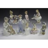 Eight Lladro figures, comprising Puppy Bedtime, No. 4522, Boy from Madrid, No. 4898, Basket of Love,