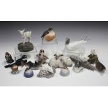 Fifteen Royal Copenhagen animal and bird models, including Mouse on Corn Cob, No. 512, Goat on Rock,