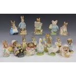 Nine Royal Albert Beatrix Potter figures, comprising Mrs Rabbit, Mr Jackson, Tom Kitten and