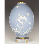 A rare Wedgwood Art Deco pale blue Jasperware Bicentenary Competition vase, dated 1930, designed