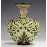 A Doulton Lambeth stoneware bottle vase, dated 1884, decorated by George Hugo Tabor, with brown