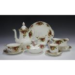 A collection of Royal Albert Old Country Roses pattern tablewares, including a coffee pot and cover,