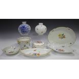 A mixed group of decorative ceramics and glass, 20th century, including a Baccarat Tallyrand pattern