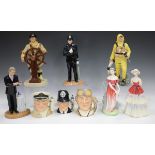 Six Royal Doulton figures, comprising The Lifeboat Man, HN2764, The Helmsman, HN2499, Policeman,