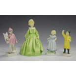 Four Royal Worcester porcelain figures modelled by F.G. Doughty, comprising Grandmother's Dress, No.