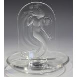 A Lalique Naïade design cendrier, post-1945, the frosted figure on a clear base, engraved mark '