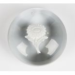 A sulphide glass paperweight, second half 19th century, set with a sunflower, diameter approx 6.