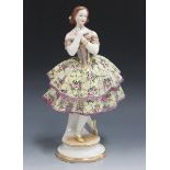 A Rudolstadt Volkstedt porcelain figure of a ballerina, late 19th century, height 31cm (restored),