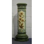 A Burmantofts jardinière stand, circa 1900, of column form relief decorated with panels of