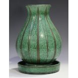 A Gustavsberg Argenta Ware vase, circa 1930-50, designed by Wilhelm Kage, the pear shaped body