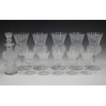 A part suite of Edinburgh Crystal thistle shaped glassware, comprising five wines, five sherry and a