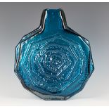 A Whitefriars Kingfisher blue banjo vase, circa 1969-73, designed by Geoffrey Baxter, height 32cm.