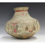 A pre-Columbian pottery pot, probably Mexican, 200 BC/200 AD, of bulbous shape with tapered neck and