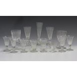 A mixed group of mostly 19th century glassware, including single-handled jelly glasses and various
