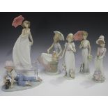 Six Lladro porcelain figures, comprising Garden Classic, No. 7617, Picture Perfect, No. 7612, Summer