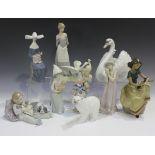 Nine Lladro figures, comprising Barnyard Scene, No. 5659, Sweet Dreams, No. 1535, Cindy, No. 5646,