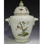 A large Continental porcelain Meissen style potpourri vase and pierced cover, late 19th century, the