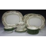 A Mintons Shaftesbury pattern part service, comprising twelve dinner plates, twelve dessert