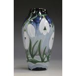 A Moorcroft Snowdrop in Frost pattern vase, circa 2008, designed by Rachel Bishop, height 13.8cm,