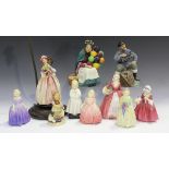 Eight Royal Doulton figures, comprising The Old Balloon Seller, HN1315, The Lobster Man, HN2317,