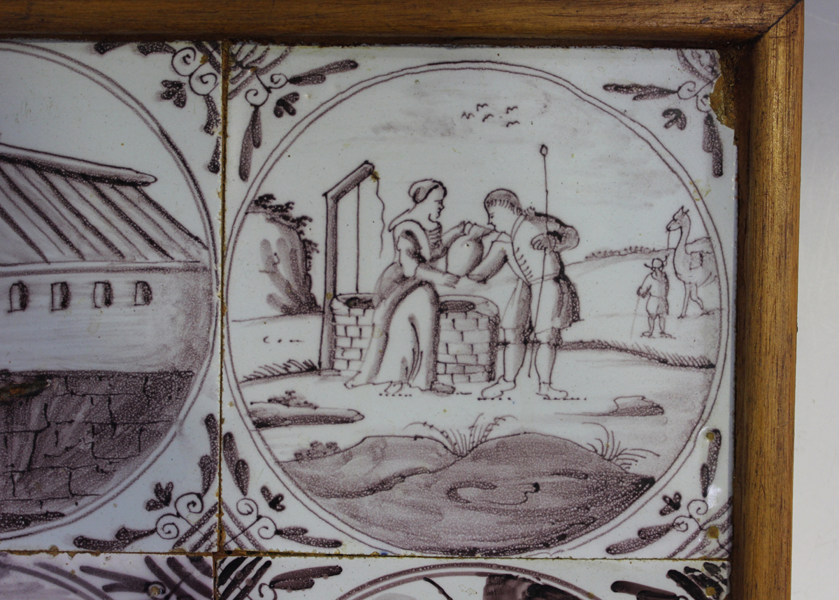 A group of six English Delft tiles, London, 1760-80, each painted in manganese with a biblical scene - Image 5 of 9