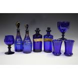 A small mixed group of glassware, 19th and 20th century, including a pair of Webb clear cut glass