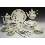 A Royal Albert bone china Lavender Rose pattern part service, including teapot and cover, coffee pot