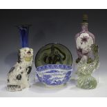 A mixed group of decorative ceramics, 19th and 20th century, including a tin-glazed earthenware
