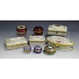 Four large Limoges porcelain gilt metal mounted boxes with hinged covers, mid-20th century,