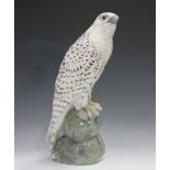 A large Royal Copenhagen model of an Icelandic Falcon, circa 1968, designed by Peter Herold,