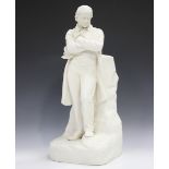 A Worcester Parian figure of Isambard K. Brunel, circa 1860, modelled by J. Durham, standing with