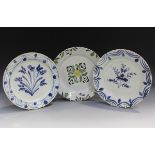 A naïve English Delft plate, probably London or Bristol, mid-18th century, of 'pancake' form,