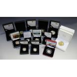 Thirteen Royal Mint silver proof coins, comprising two five pounds crowns commemorating the Royal