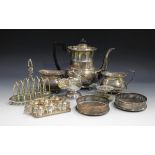 A set of twelve Continental silver teaspoons, cased, a silver candlestick and a collection of